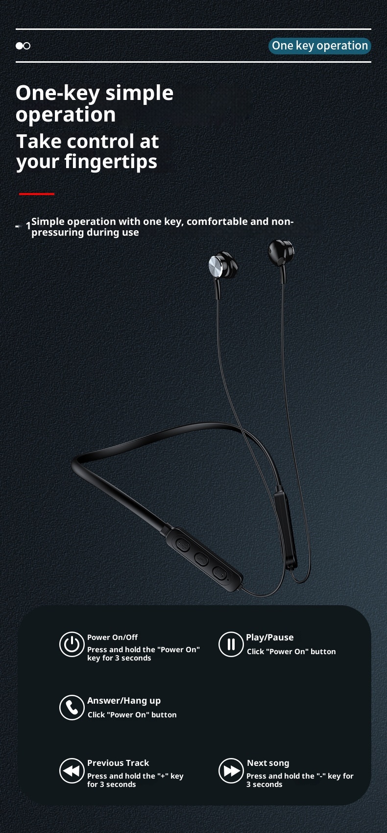 3c Nuovi auricolari universali di alta qualità con archetto da collo doppio Bluetooth wireless 5.0_voghion.com