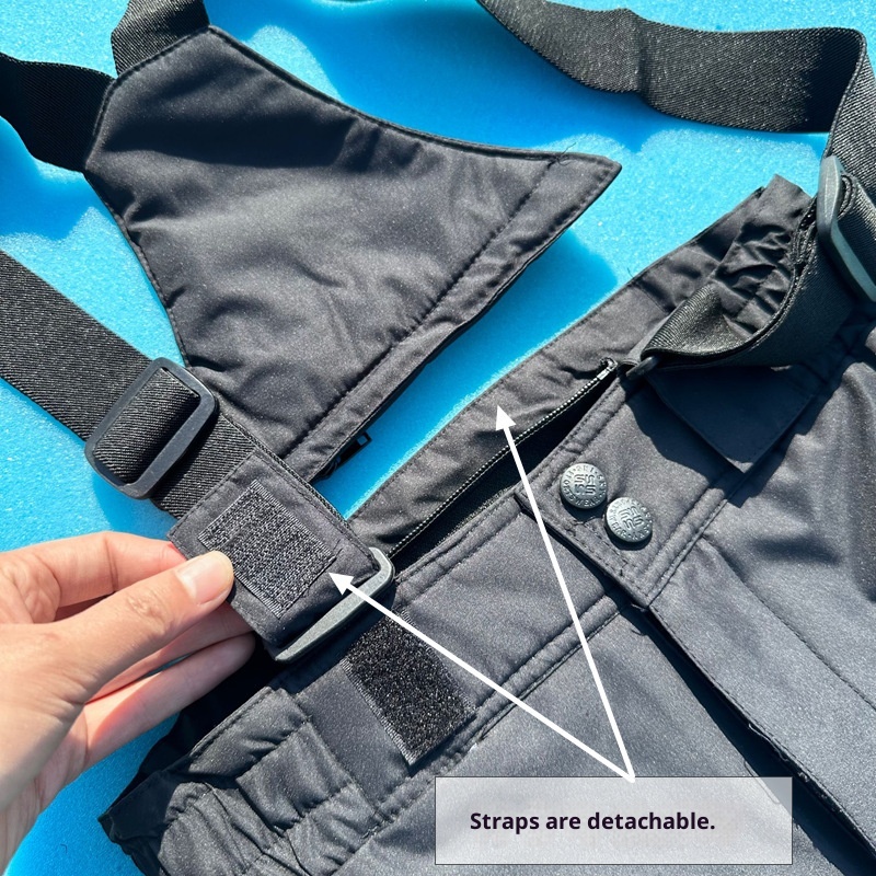 Pantalon de ski enfant 001, chaud, imperméable, coupe-vent et rembourré, avec bretelles, pour le ski en extérieur._voghion.com