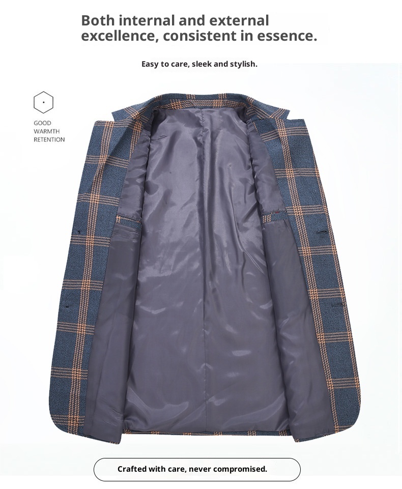 QFV507045555501<2 QFV507045555501<2 Giacca formale da uomo, scozzese di media lunghezza, non stirabile, resistente alla guerra, piccolo abito, stile, abbigliamento da lavoro leggero_voghion.com