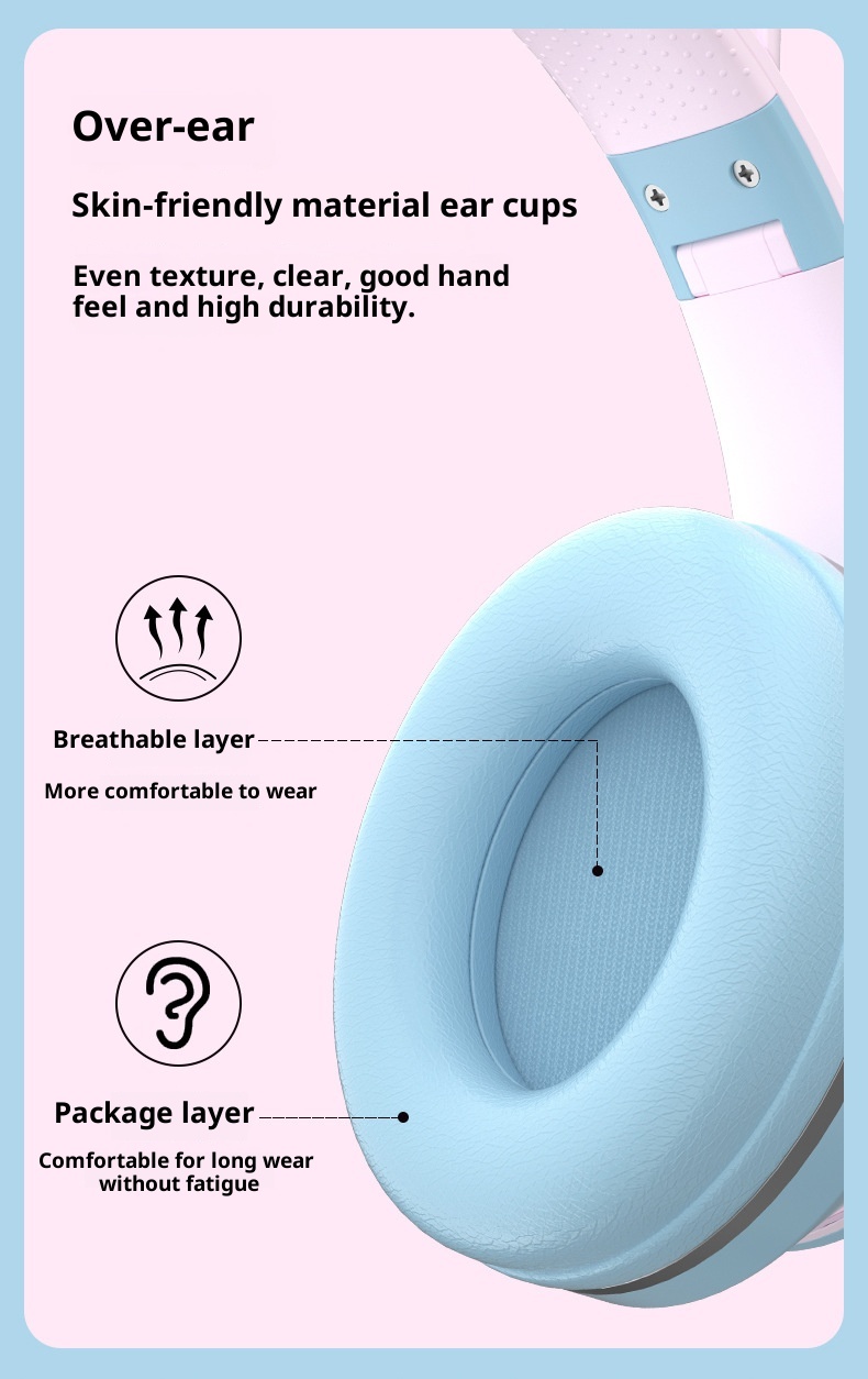 3c Cross-border New DR57 Bluetooth Ultra-long Battery Life Gradient Color Glowing Cat Ears Head-mounted Wireless Earphones_voghion.com