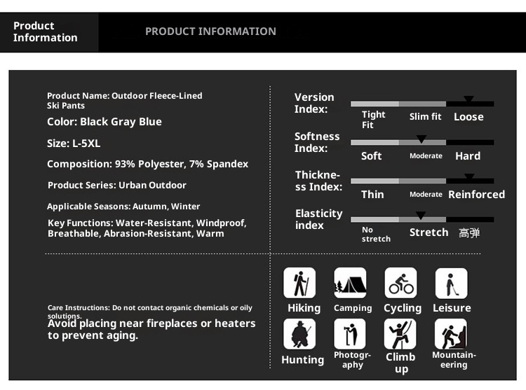 001 New Outdoor Soft Shell Fleece Lined Thicked Winter Warm Skiing Hiking Loose Windproof Waterproof Softshell Pants For_voghion.com