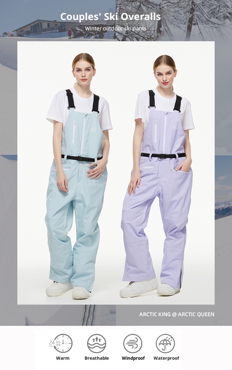 001 New One-Piece Men Women, Ski Pants, Waterproof Warm Season, Suitable For Snowboarding And Skiing, Bib Snow Pants_voghion.com