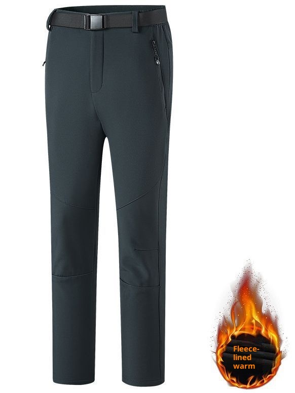 001 New Outdoor Soft Shell Fleece Lined Thicked Winter Warm Skiing Hiking Loose Windproof Waterproof Softshell Pants For_voghion.com