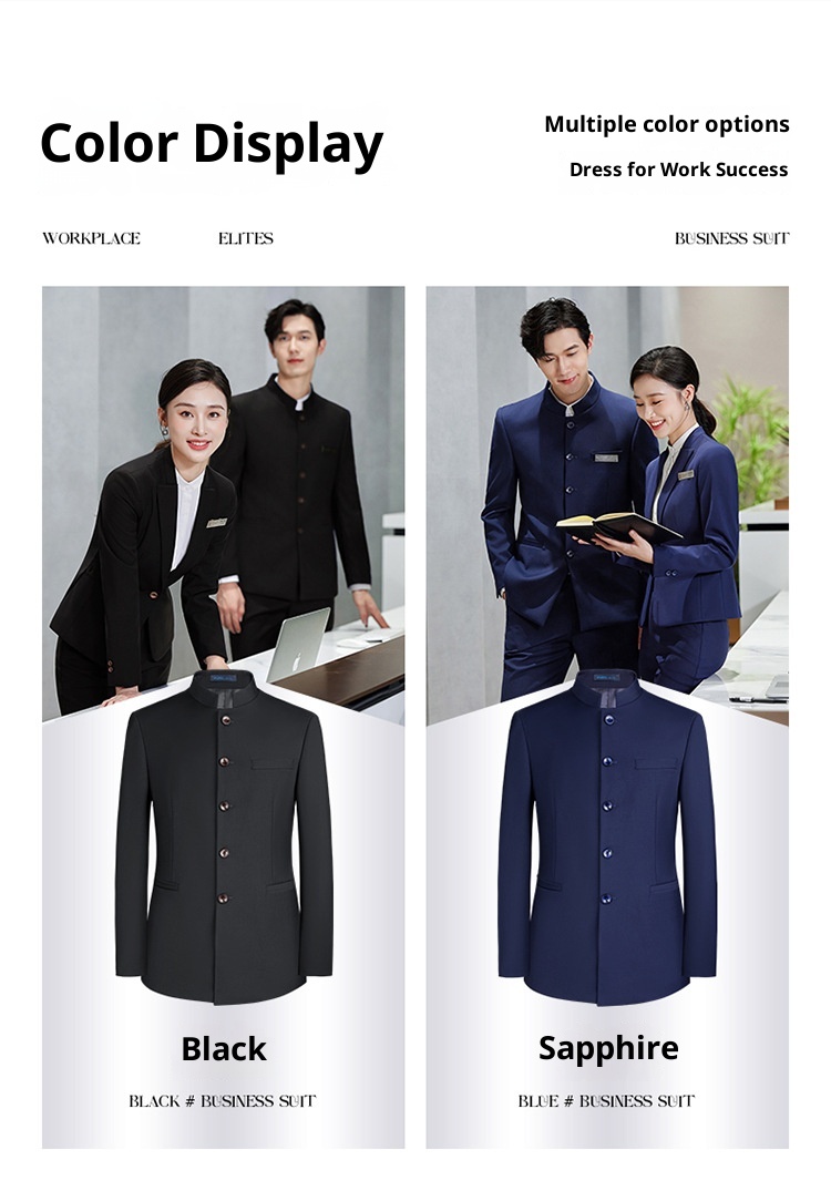 7045555501<2 QFV507045555501<2 New Uniform For Men And Women Gray Chinese National Style Professional Zhongshan Stand Collar Suit Business Formal Wear_voghion.com