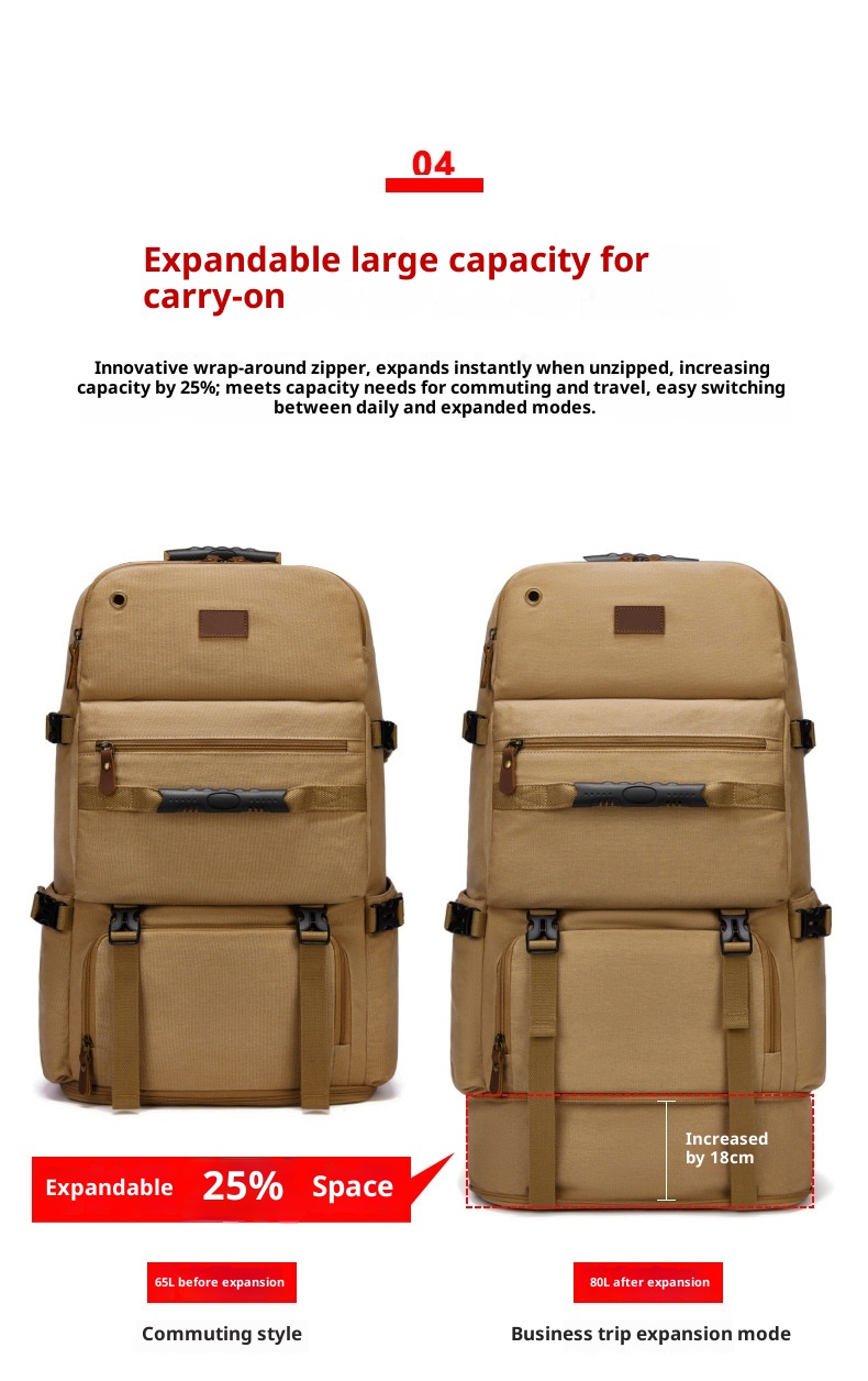 ActiveGo Maßgeschneiderter, multifunktionaler Rucksack aus Canvas mit großer Kapazität für Bergsteiger, getrennt für trockene und nasse Bereiche, Reisetasche_voghion.com