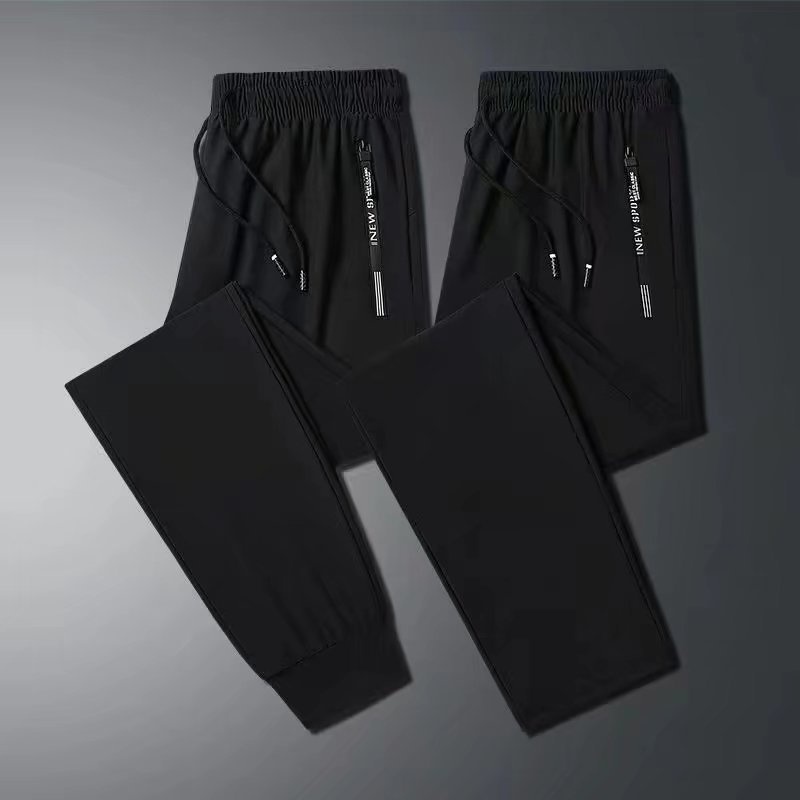 Pantaloni sportivi da uomo, in seta ghiacciata, estivi, casual, traspiranti, larghi, elastici, ad asciugatura rapida, con aria condizionata_voghion.com
