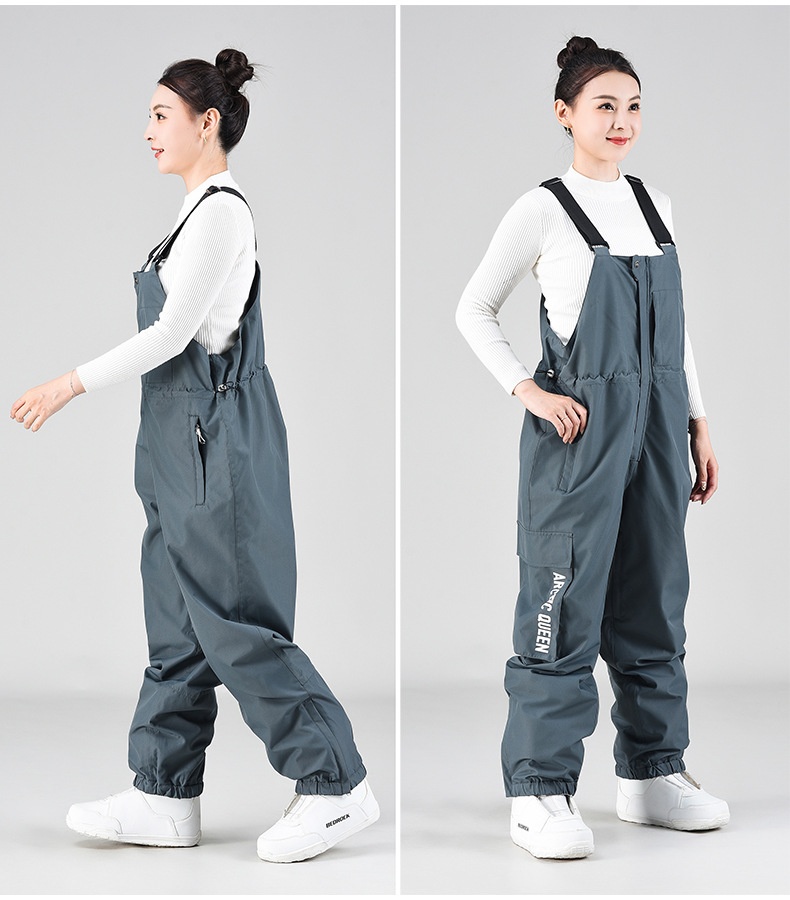 001 Salopette da sci unisex oversize invernale antivento da snowboard pantaloni da neve termici_voghion.com