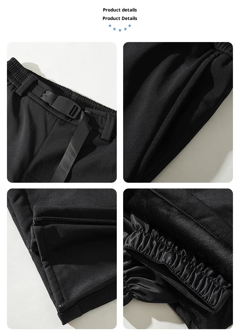 001 Wasuup Calça Masculina Softshell de Fleece para Outono/Inverno, Impermeável, Corta-Vento, Estilo Cargo, Casual, para Caminhadas e Esqui_voghion.com