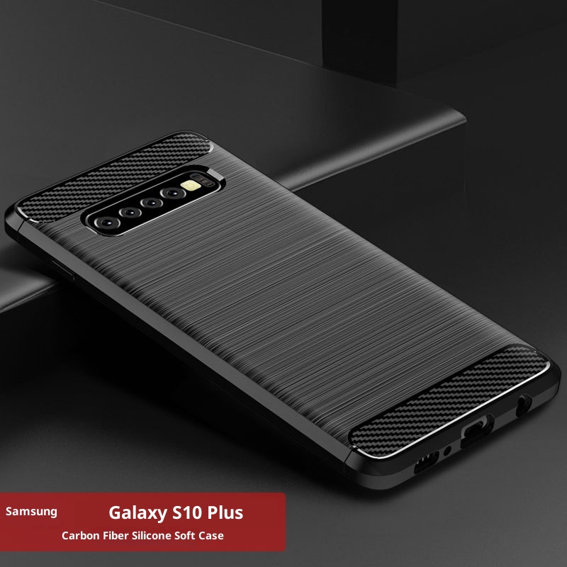 TechGlobe Custodia protettiva antiurto in fibra di carbonio spazzolata adatta per telefono Samsung S10 Plus_voghion.com