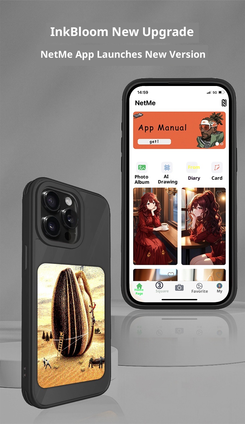 Custodia protettiva per iPhone 16 Pro Max TechGlobe Ink, quattro colori, antiurto, con schermo NFC e proiezione, album fotografico fai da te_voghion.com