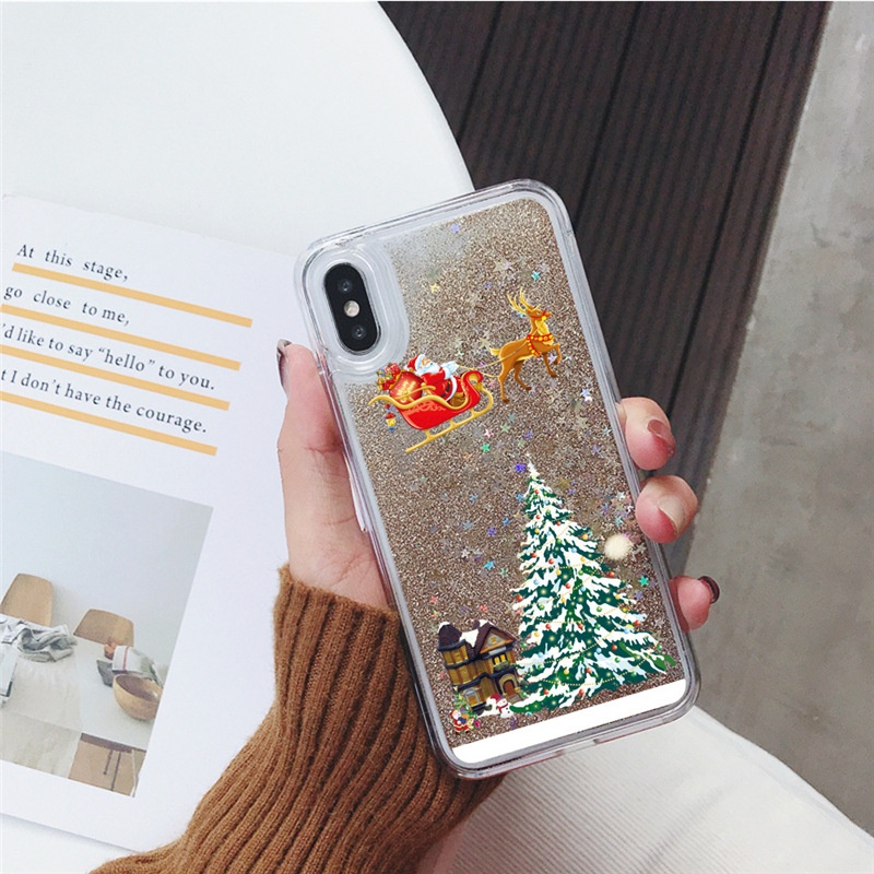 TechGlobe Compatible IPhone 16 Liquid Sand Phone Case Shockproof 15 Pro Personalized Creative 14 Women's 12 Christmas Tree_voghion.com