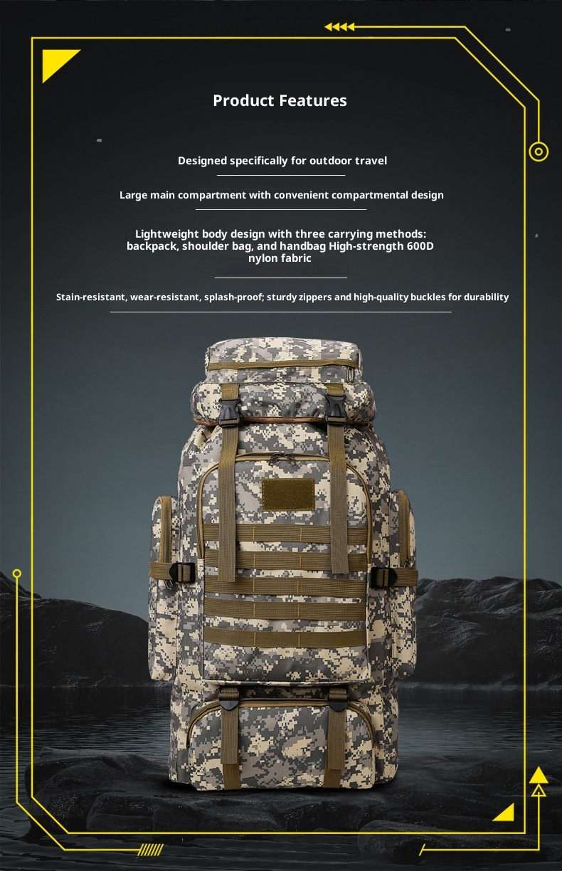 ActiveGo New Outdoor 80L Large Capacity Mountaineering Bag Waterproof Men's Casual Hiking Travel Camping Backpack_voghion.com