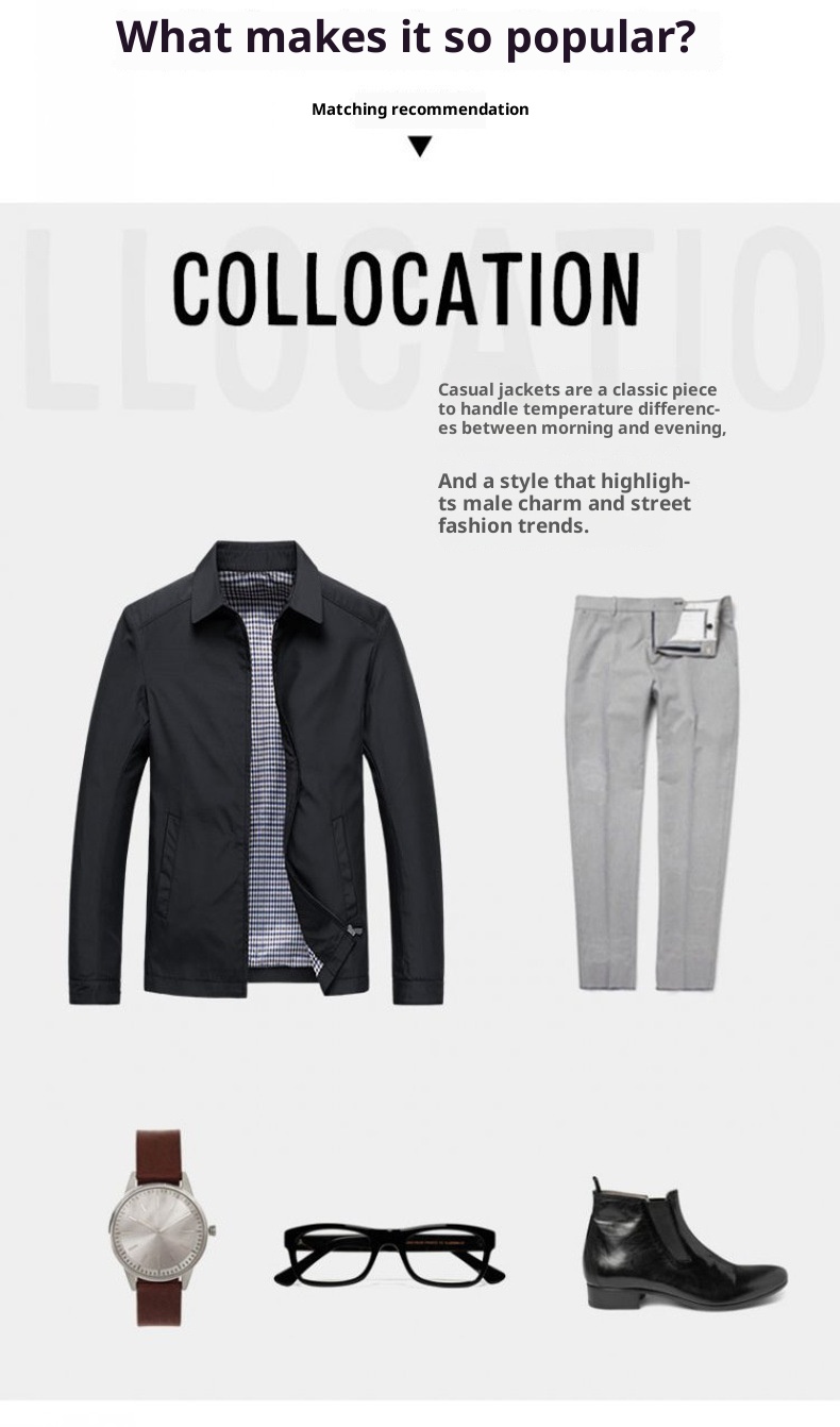 QFV507045555501<2 QFV507045555501<2 Giacca casual da uomo con colletto alto per giovani uomini di mezza età, cappotto alla moda spesso primaverile e autunnale_voghion.com