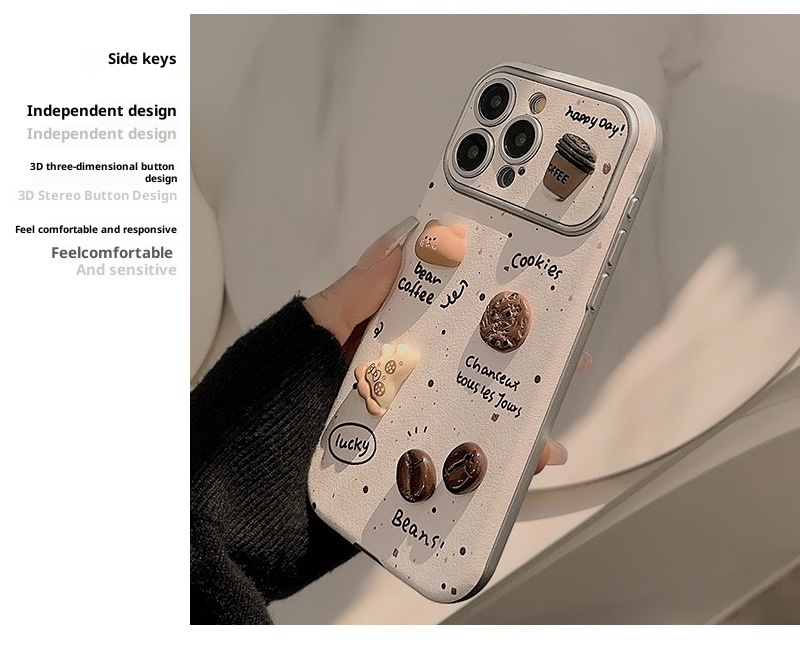 Custodia TechGlobe Ink Splash 3D Coffee Bear per iPhone 15 16 Pro Max in pelle 17 generazione 11 carina_voghion.com