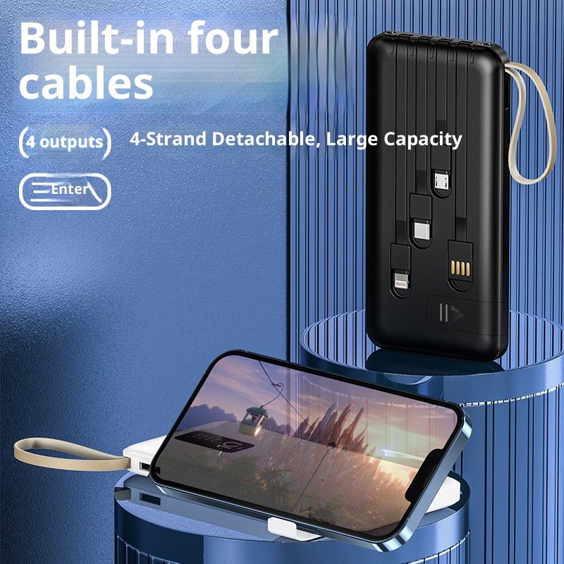 techglobe Großhandel Geschenk Mobile Powerbank mit integriertem Kabel 20000mAh Große Kapazität Gemeinsames Schnellladen Tragbarer Akku_voghion.com