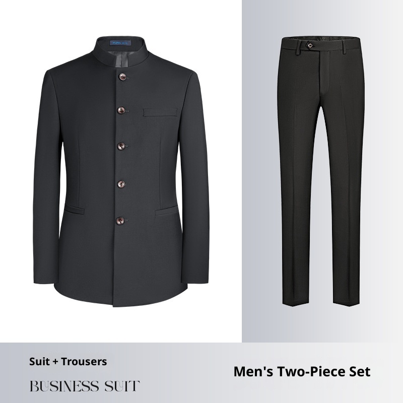 7045555501<2 QFV507045555501<2 New Uniform For Men And Women Gray Chinese National Style Professional Zhongshan Stand Collar Suit Business Formal Wear_voghion.com