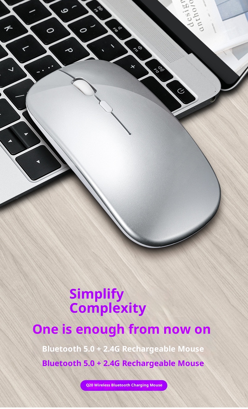 Techglobe 2.4G Bluetooth Wireless Dual Mode Silent Compatible With Laptop Charging Noiseless Office Glowing Mouse_voghion.com