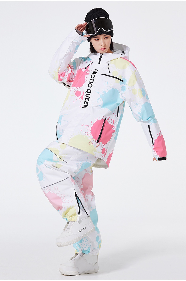 001 Damskie i męskie spodnie narciarskie OVERSIZE Zimowe, wodoodporne, ciepłe, wiatroszczelne, do jazdy na snowboardzie_voghion.com