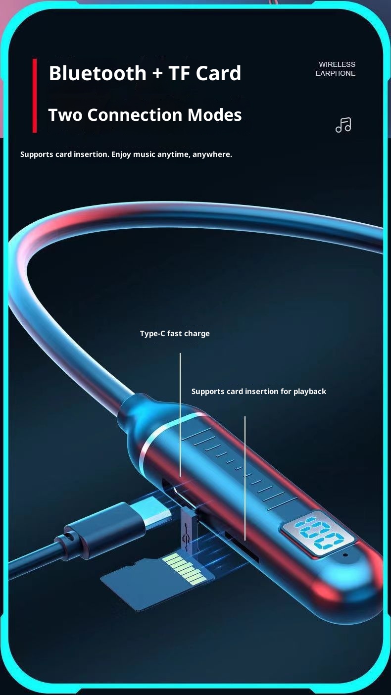 3c Wireless Bluetooth Suitable For Sports Stereo Noise Cancelling Digital Display Long Battery Life Cross-Border Neckband_voghion.com