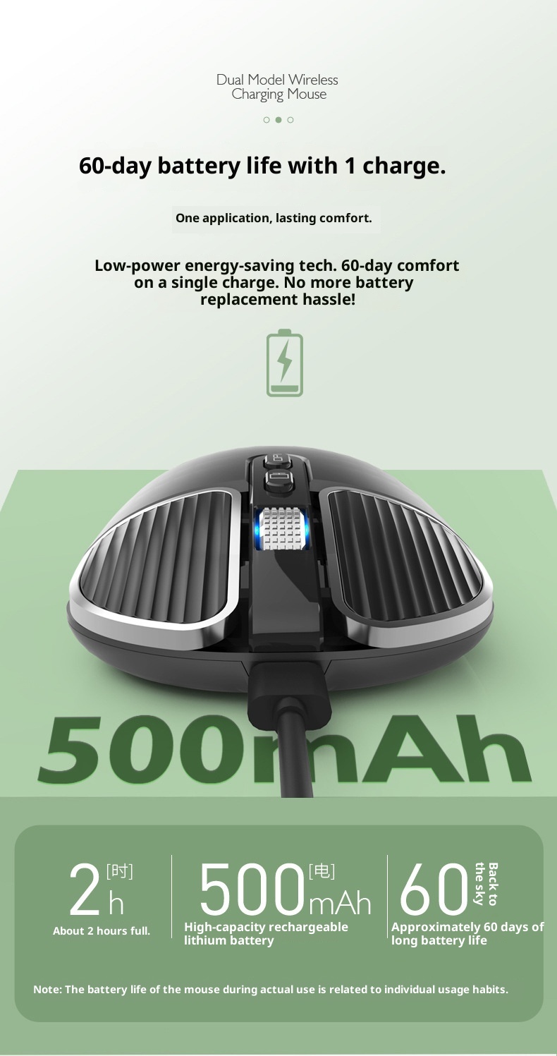 Techglobe Huma M203 Bluetooth Wireless Charging Silent Mouse Dual Mode For Computer Laptop Office Home Use Cross-border_voghion.com