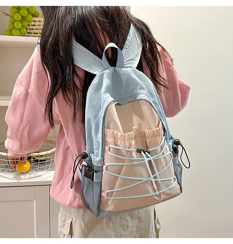 ActiveGo Color-Block Lightweight Backpack Women, Large Capacity Sports Outdoor Hiking Backpack, Trendy Drawstring School Bag For_voghion.com