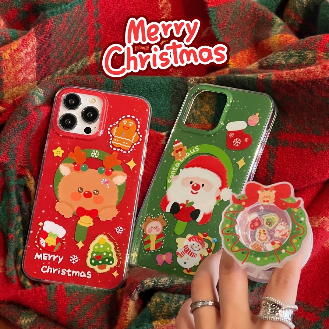 TechGlobe Santa Claus Reindeer Compatible With 15 Phone Case Magnetic Stand 14 Pro Max 12 Christmas Tree 13 Gingerbread Man_voghion.com