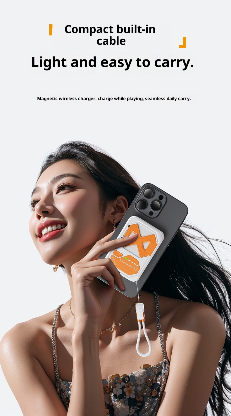 techglobe 3C Certified Cross-Border Built-in Cable AC Plug 22.5W Fast Charging Bank 10000mAh Mobile Power Supply With Printed_voghion.com