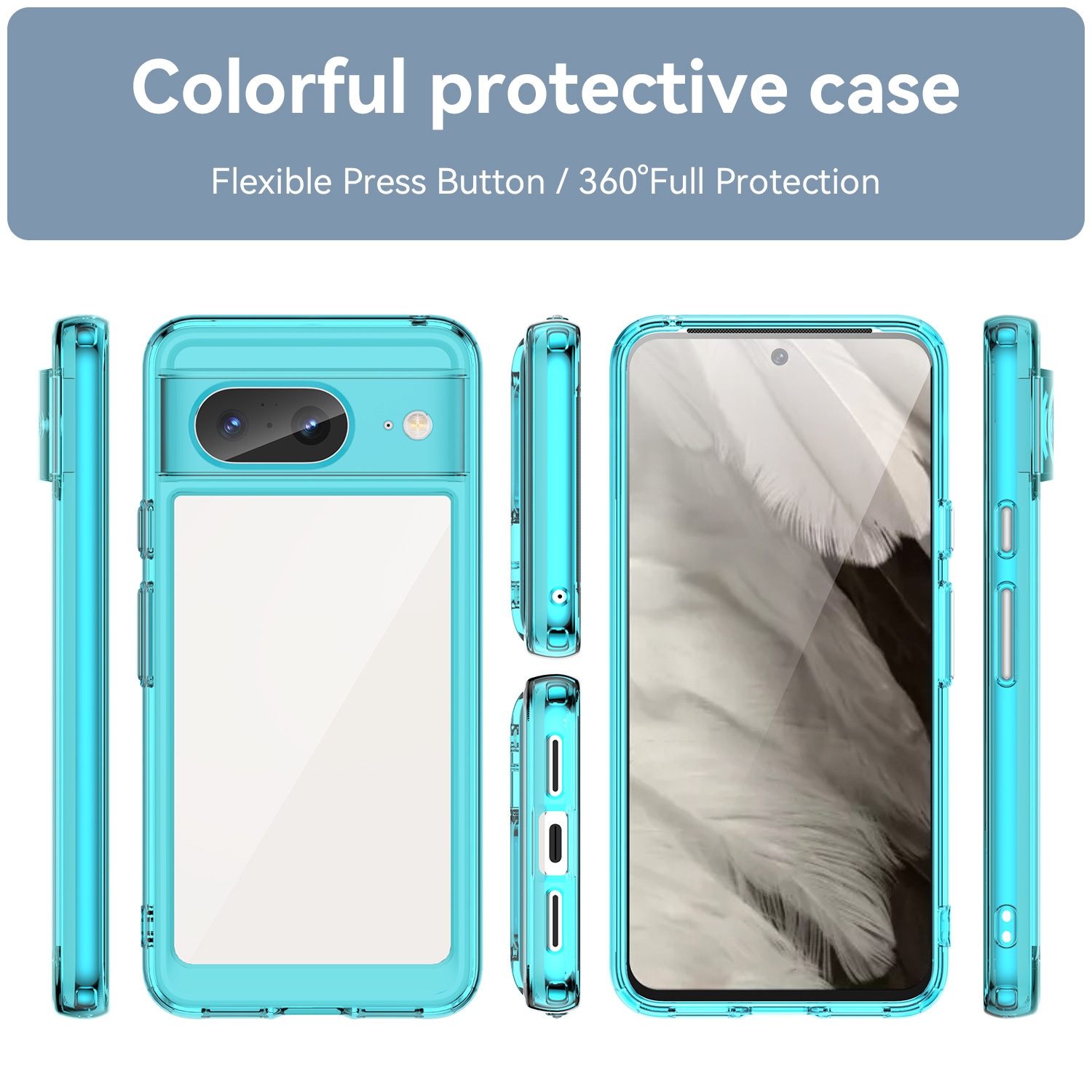 TechGlobe Compatible With 8 Phone Case Pixel 7A Pro Google 7 Colorful Full Coverage Shockproof Protection_voghion.com