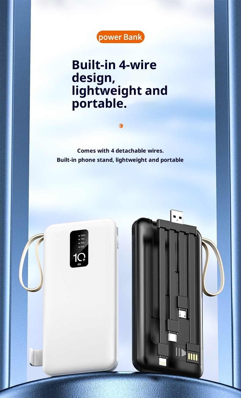 techglobe Großhandel Geschenk Mobile Powerbank mit integriertem Kabel 20000mAh Große Kapazität Gemeinsames Schnellladen Tragbarer Akku_voghion.com