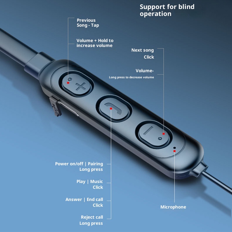 3c Nuovi auricolari Bluetooth 5.0 senza fili transfrontalieri con archetto da collo per sport e corsa, produttore di effetti sonori stereo_voghion.com