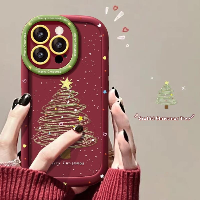 Étui TechGlobe compatible avec les iPhone 12/11 Pro Max et 13/14 Plus (modèle sapin de Noël), résistant aux chocs._voghion.com