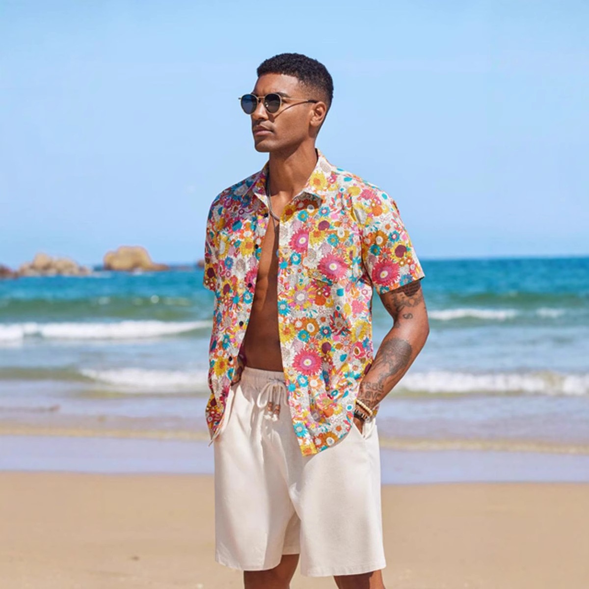 ForMen European American Cross-Border Trade New Men's 3D Leaf Digital Print Hawaiian Shirt For Men And Women_voghion.com