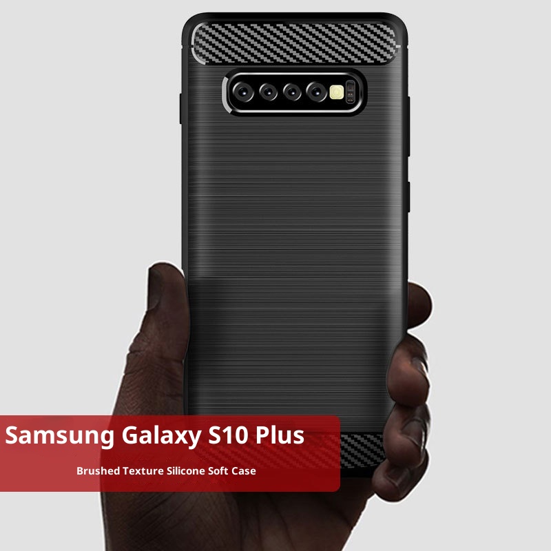 TechGlobe Custodia protettiva antiurto in fibra di carbonio spazzolata adatta per telefono Samsung S10 Plus_voghion.com