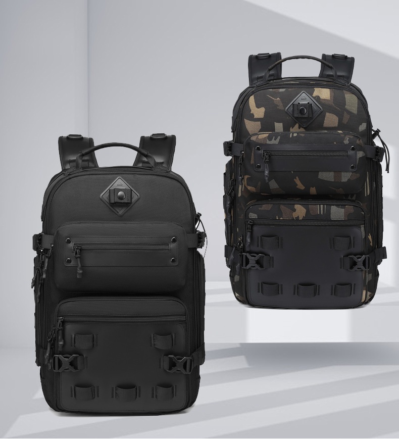 Zaino tattico impermeabile e resistente all'usura per laptop da uomo ActiveGo Ozuko, borsa da viaggio per pendolarismo, grande capacità, per escursioni all'aperto_voghion.com