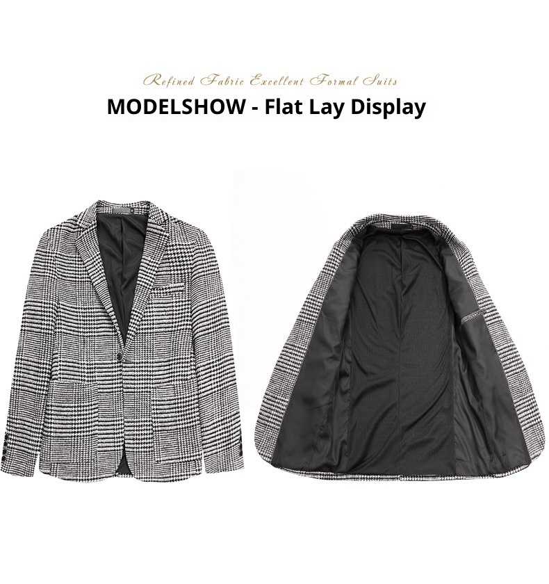 QFV507045555501<2 QFV507045555501<2 Conjunto de moda para hombre joven, estilo blazer a cuadros, ideal para bodas, ocasiones informales y ocasiones especiales._voghion.com