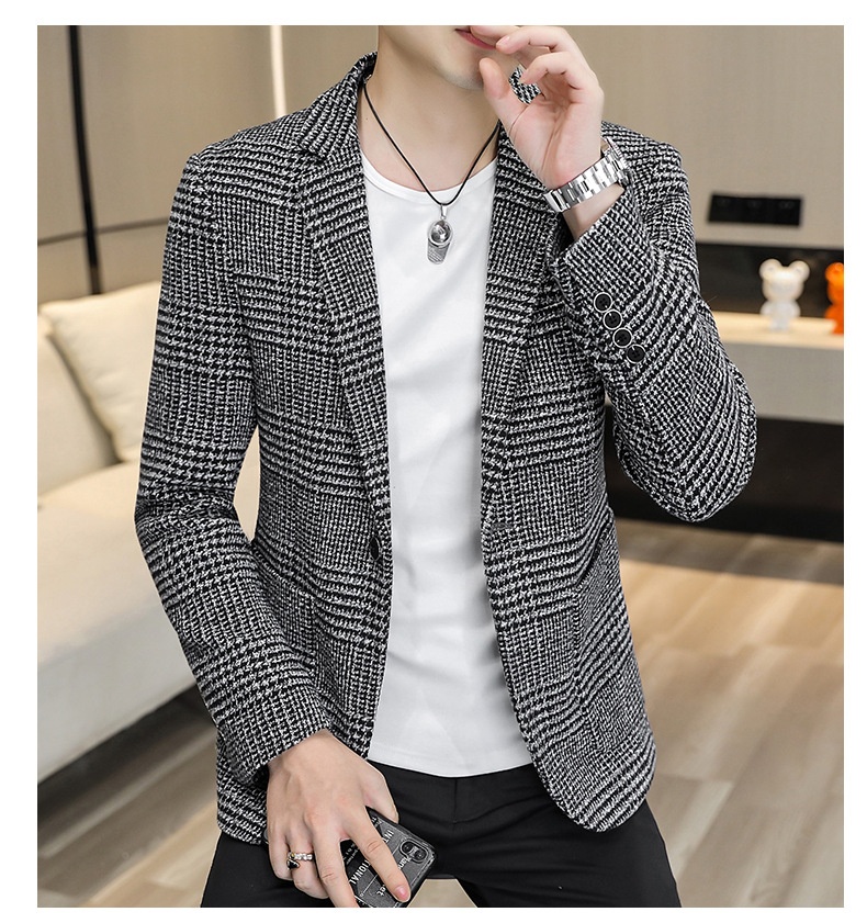 QFV507045555501<2 QFV507045555501<2 Conjunto de moda para hombre joven, estilo blazer a cuadros, ideal para bodas, ocasiones informales y ocasiones especiales._voghion.com
