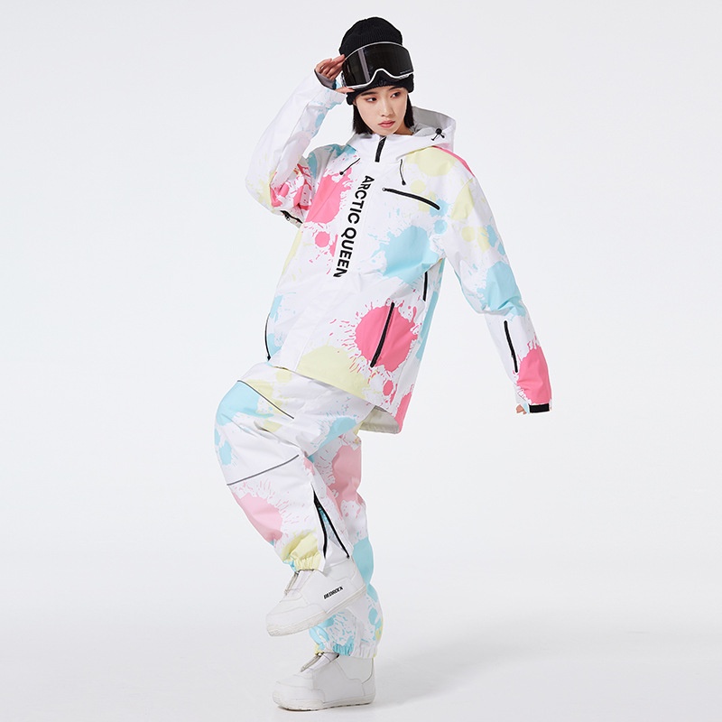 001 Damskie i męskie spodnie narciarskie OVERSIZE Zimowe, wodoodporne, ciepłe, wiatroszczelne, do jazdy na snowboardzie_voghion.com