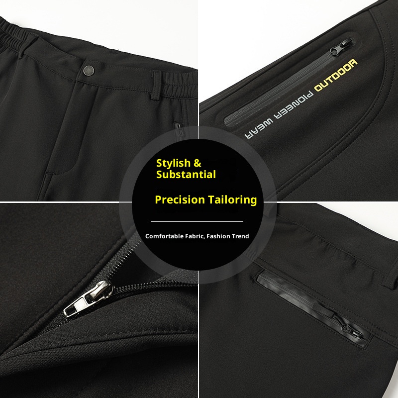 001 Wasserdichte und winddichte, fleecegefütterte, dicke Outdoor-Softshell-Cargohose für Damen und Herren_voghion.com