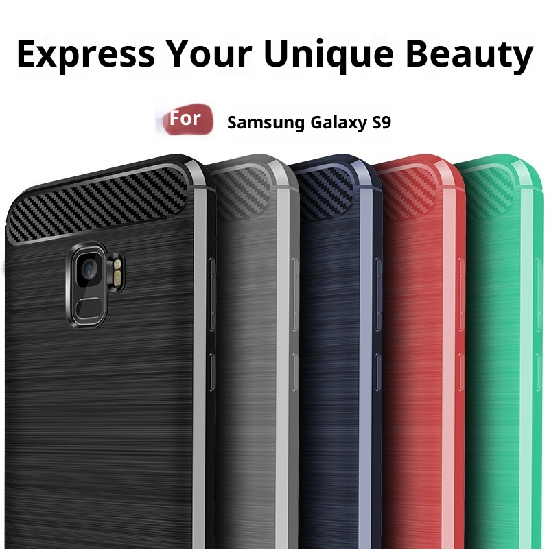 TechGlobe Custodia protettiva antiurto in fibra di carbonio spazzolata per telefono Galaxy Samsung S9_voghion.com