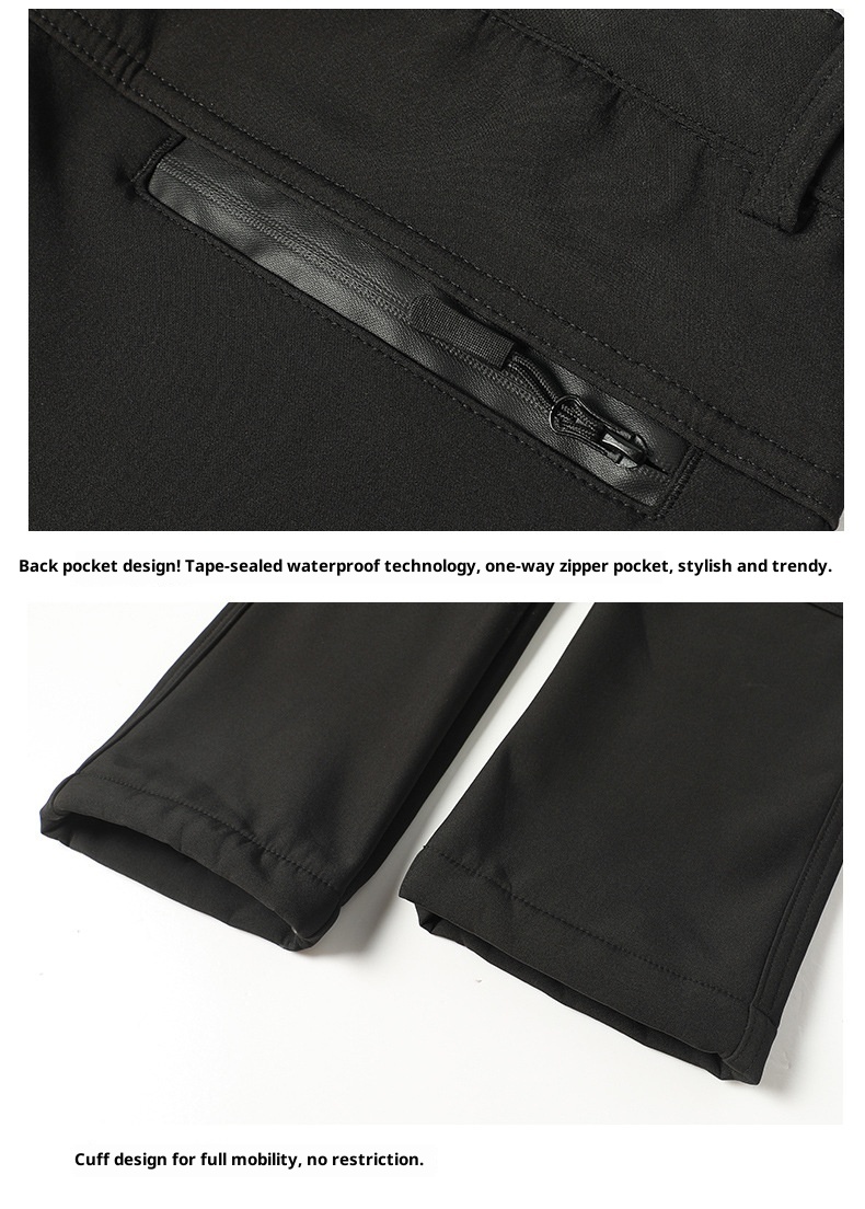 001 Wasserdichte und winddichte, fleecegefütterte, dicke Outdoor-Softshell-Cargohose für Damen und Herren_voghion.com