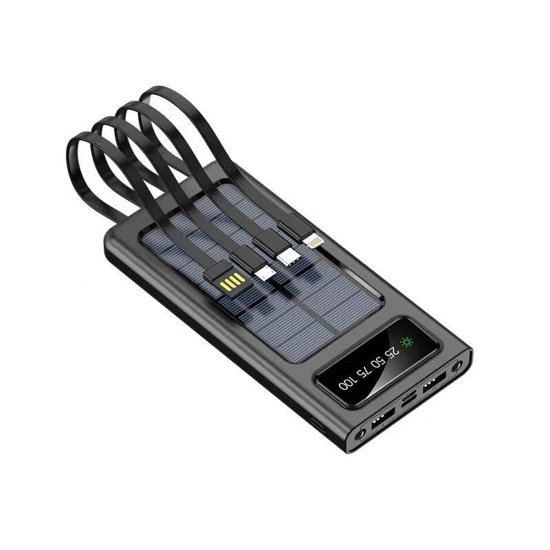 techglobe Solar 30000mAh With Built-in Cable Outdoor Large Capacity 20000mAh Mobile Power Bank Customizable_voghion.com