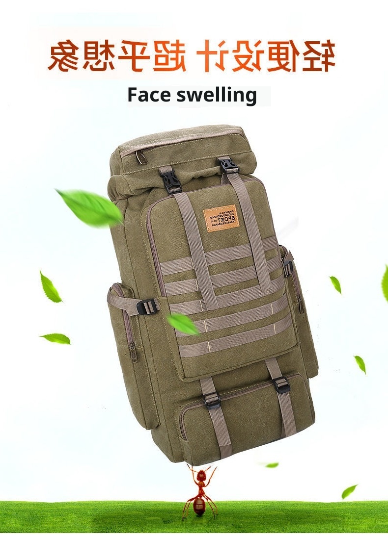 ActiveGo 70L Outdoor-Rucksack für Herren, ideal für Bergsteigen, Camping und Reisen – ein geräumiger Canvas-Reiserucksack im Retro-Stil._voghion.com