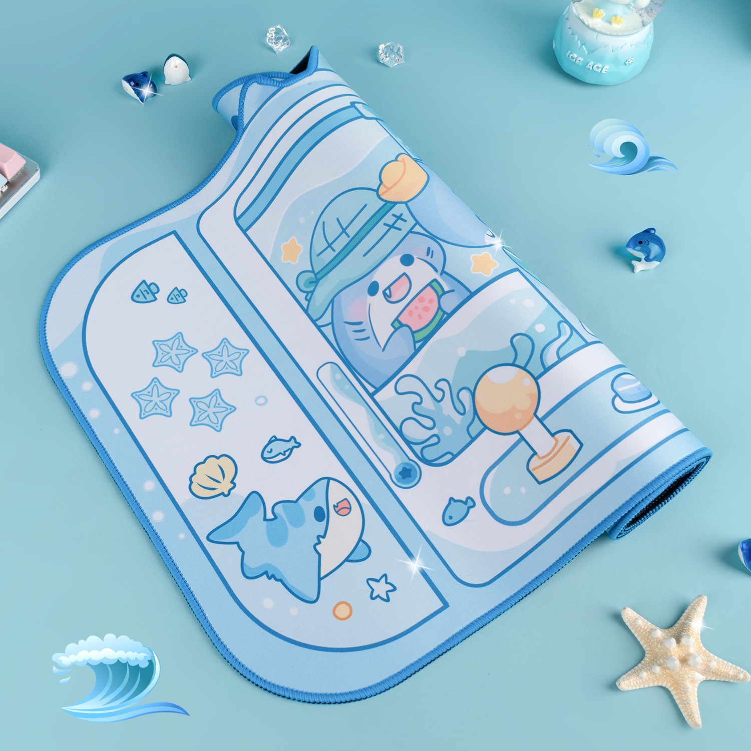 3c Shark Claw Machine Large Mouse Ins Cartoon Cute Pet Wrist Rest Pad Thickened Rubber Desk Mat Gaming Esports_voghion.com