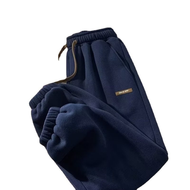 Pantaloni invernali in pile da uomo, pantaloni della tuta spessi e caldi, marchio di alta moda, vestibilità ampia, stile jogger, casual_voghion.com