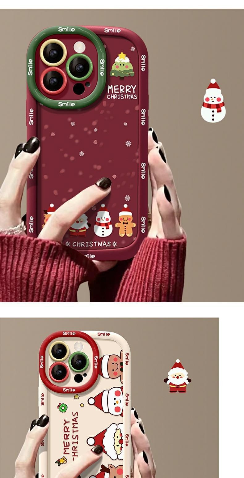 Étui TechGlobe adapté aux iPhone 13 Pro Max 14/12, modèle Père Noël, en silicone XR/XR, antichoc, 16 pouces._voghion.com