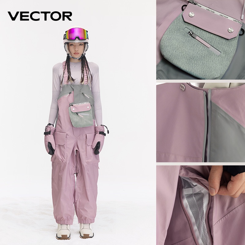 001 VECTOR Bib Single And Double Board Equipment Windproof Waterproof Loose Snow Pants Ski X20_voghion.com