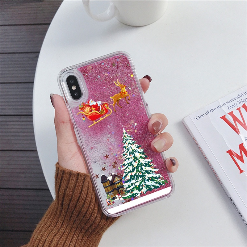TechGlobe Compatible IPhone 16 Liquid Sand Phone Case Shockproof 15 Pro Personalized Creative 14 Women's 12 Christmas Tree_voghion.com
