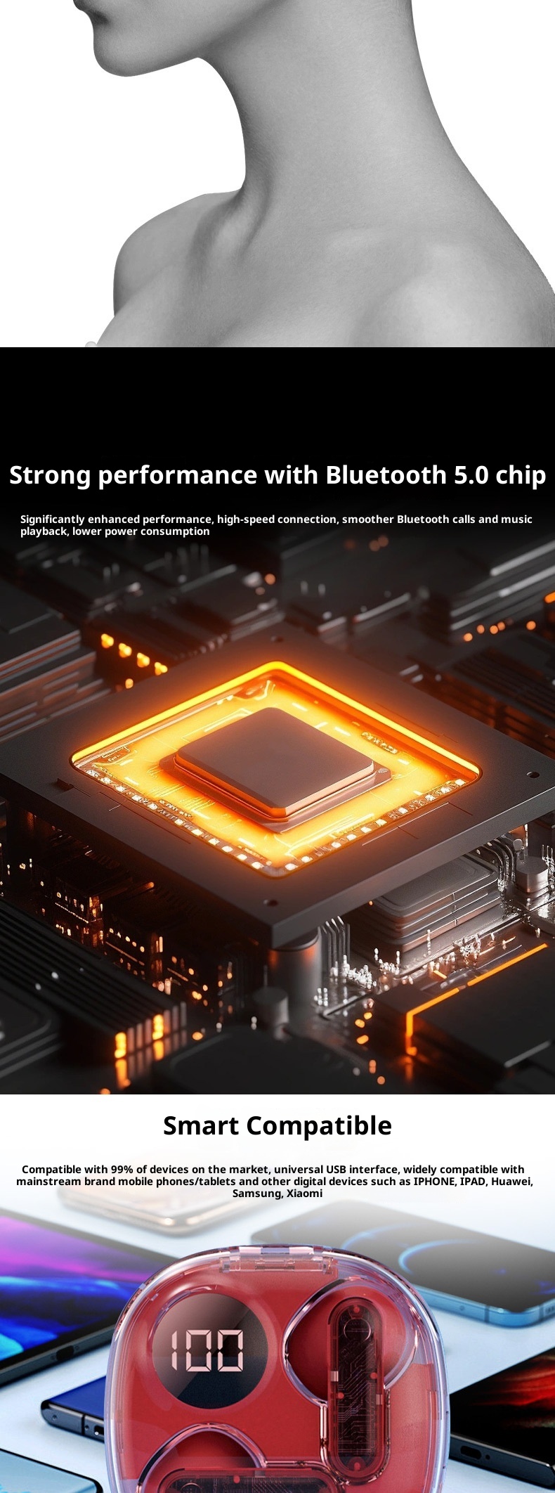 3c MAX20 Noise Cancelling Bluetooth Cross-Border Wireless TWS Private Model New Dual Mark Earphones MAX10 Ultra-Long_voghion.com