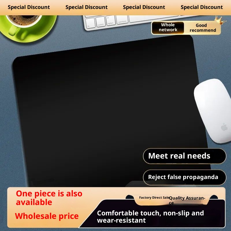 3c Pure Black Mouse Simple Style For Men And Women Office Thickened Gaming E-sports Computer Mat Keyboard Home Use_voghion.com