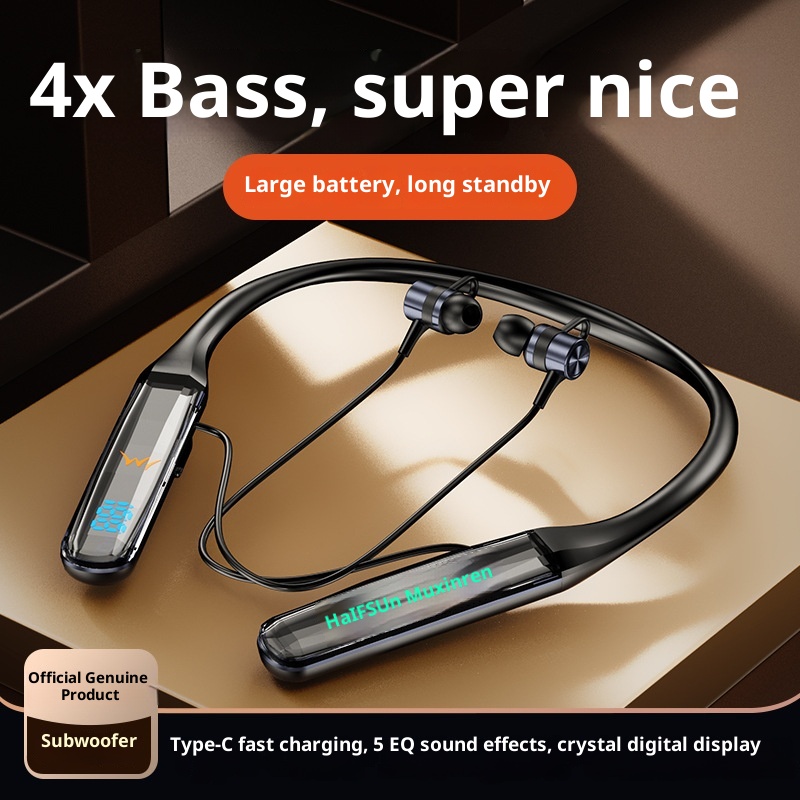 Auricolari sportivi unisex con fascia da collo e display a cristalli liquidi Bluetooth 3C wireless a lunga durata della batteria_voghion.com